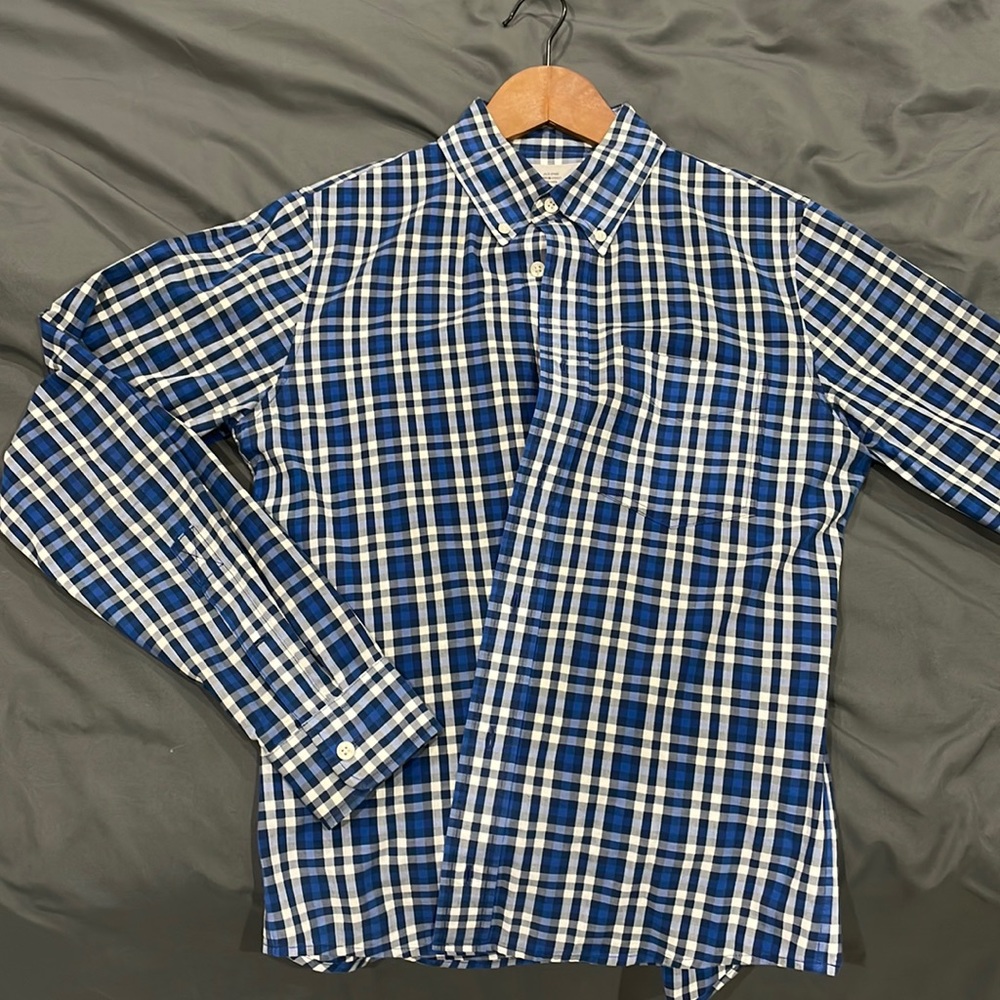Long sleeved blue checked button down from Jack Spade.